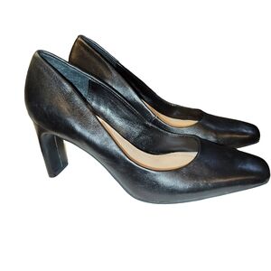 Alfani Tarah Black Leather Square Toe Pumps Step N Flex Comfort Size 8.5